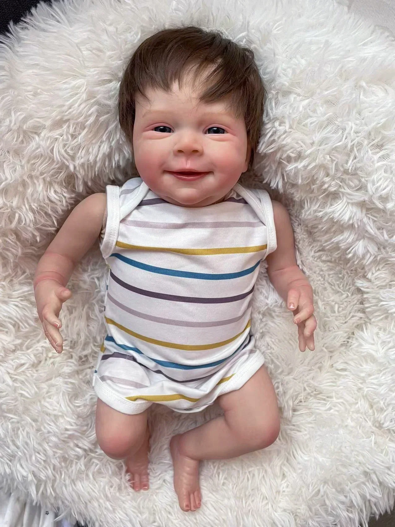 

18-дюймовая кукла реборн Sebastian из мягкой ткани, многослойная живопись, 3D кожа с видимыми венами, коллекционное искусство для ребенка