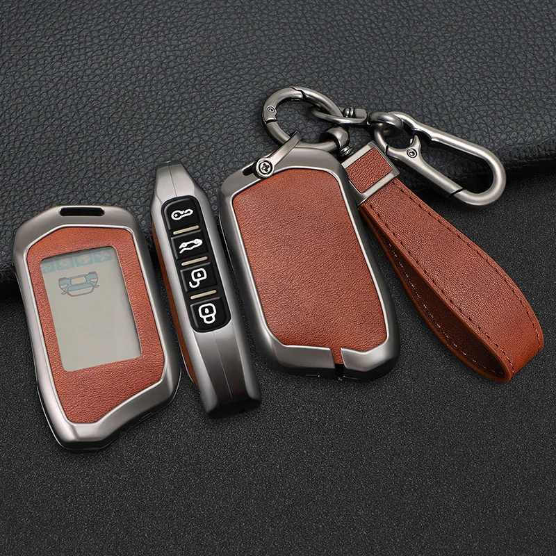 Zinc Alloy Car Remote Key Case Cover Shell For Starline A93 A63 Russian Version Two Way Car Alarm LCD Remote Controller Keychain