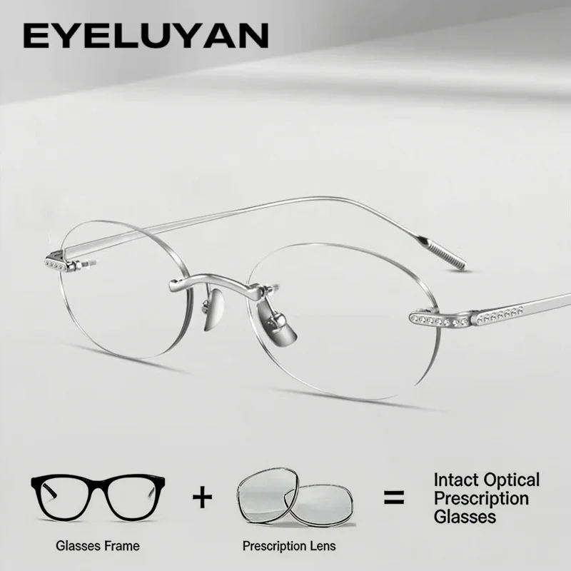 women-customized-diamond-studded-design-oval-rimless-glasses-titanium-myopia-eyewear-optical-corrective-prescription-glasses