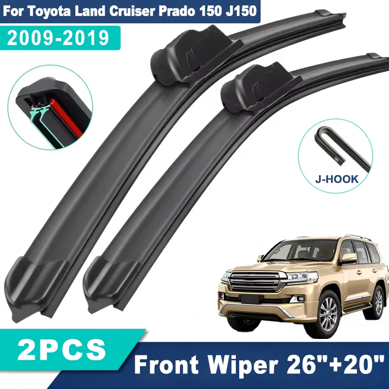 

2PCS Double Rubber Front Wiper Blades For Toyota Land Cruiser Prado 150 J150 2009-2019 Windshield Windscreen Car Accessories