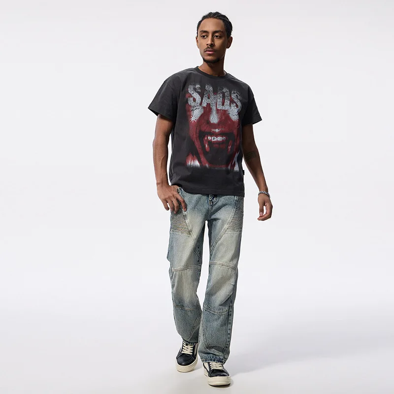 

651 spring American high-end hip-hop retro fashion brand high street loose all-matching casual straight jeans for men