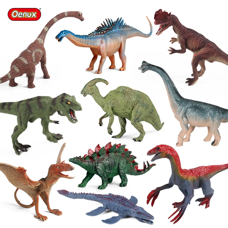 Oenux Jurassic Dinosaur Toy Carnivorous T-Rex Therizinosaurus Dilophosaurus Action Figures Collection Animals Model Kids Gift