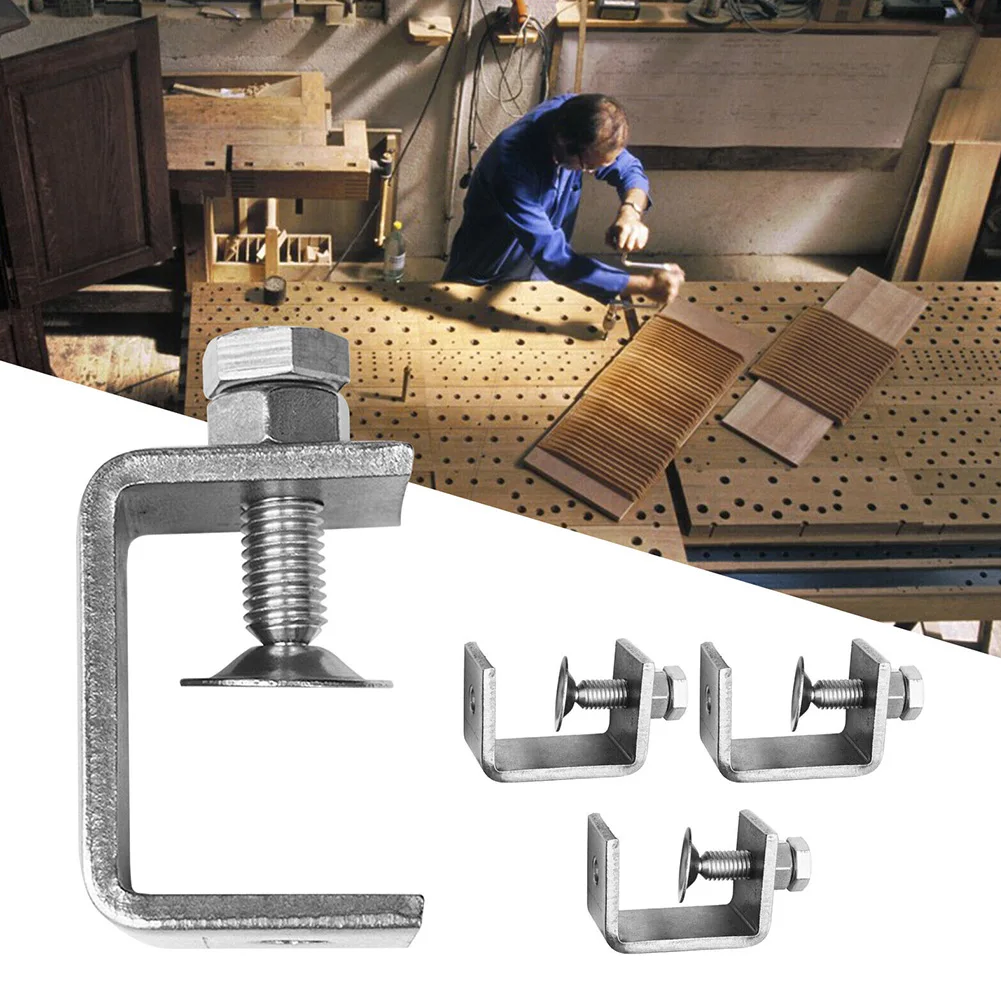 1pc/2pc/4pc C Clamps Stainless Steel Jaw Clamp For Mounting U Clamps Small Desk Clamp Adjustable Positioning Screw Clamping Tool