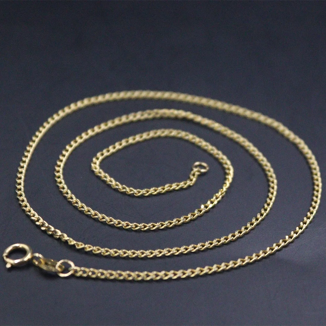 

Pure 18K Yellow Gold Chain Women 1.7mm Curb Link Necklace 1.9-2.1g 17inch