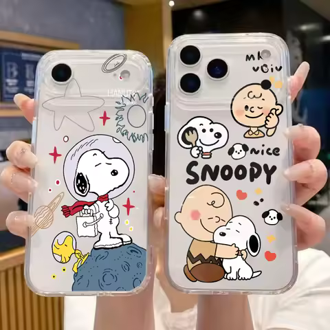 Cute Snoopy Case For Samsung Galalxy S25 FE S25 S24 S23 S22 Plus Ultra S24 FE A56 A55 A54 A35 A16 A06 5G Phone Cover Transparent
