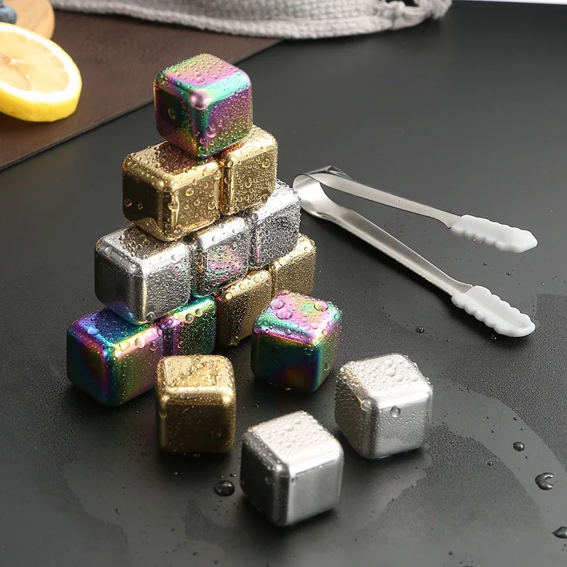 

4Pcs/Set 304 Stainless Steel Whiskey Stones Ice Cubes Set Rapid Freezing Drink Coolers for Beer Wine Scotch Chilling Reusable