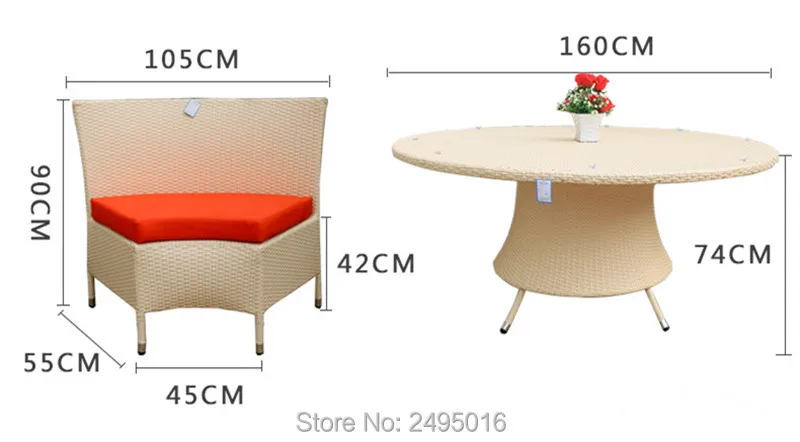 7 Pcs Outdoor Dining Sectional Table Chair Set Rattan Wicker Sets For Garden Indoor And Outdoor With Cushion And Covers