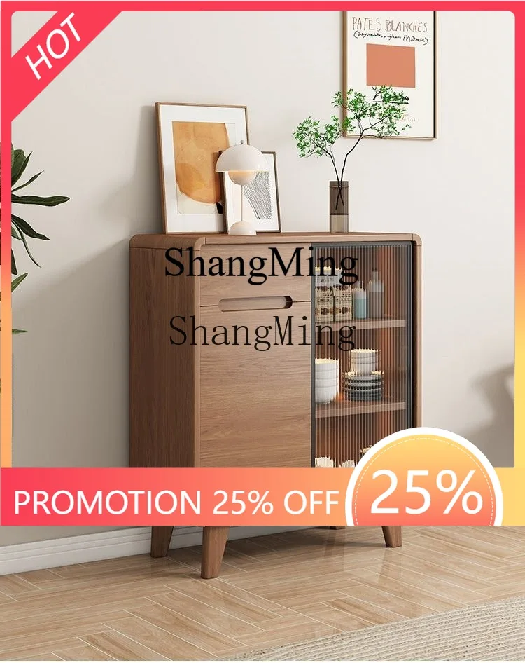 

FG small apartment storage cabinet solid wood dining side living room storage integrated wall tea cabinet