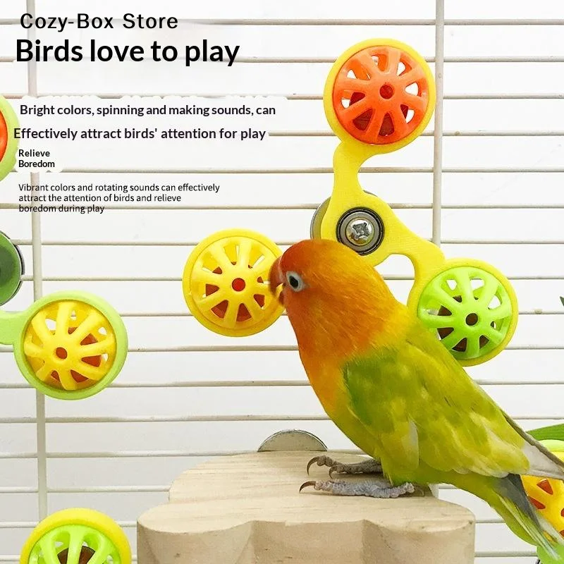 [ZY]Parrot Toys Interactive Rotating Windmill Toy Bird Cage Toy For Parrots Rotating For Stimulation Entertainment Play Chewing