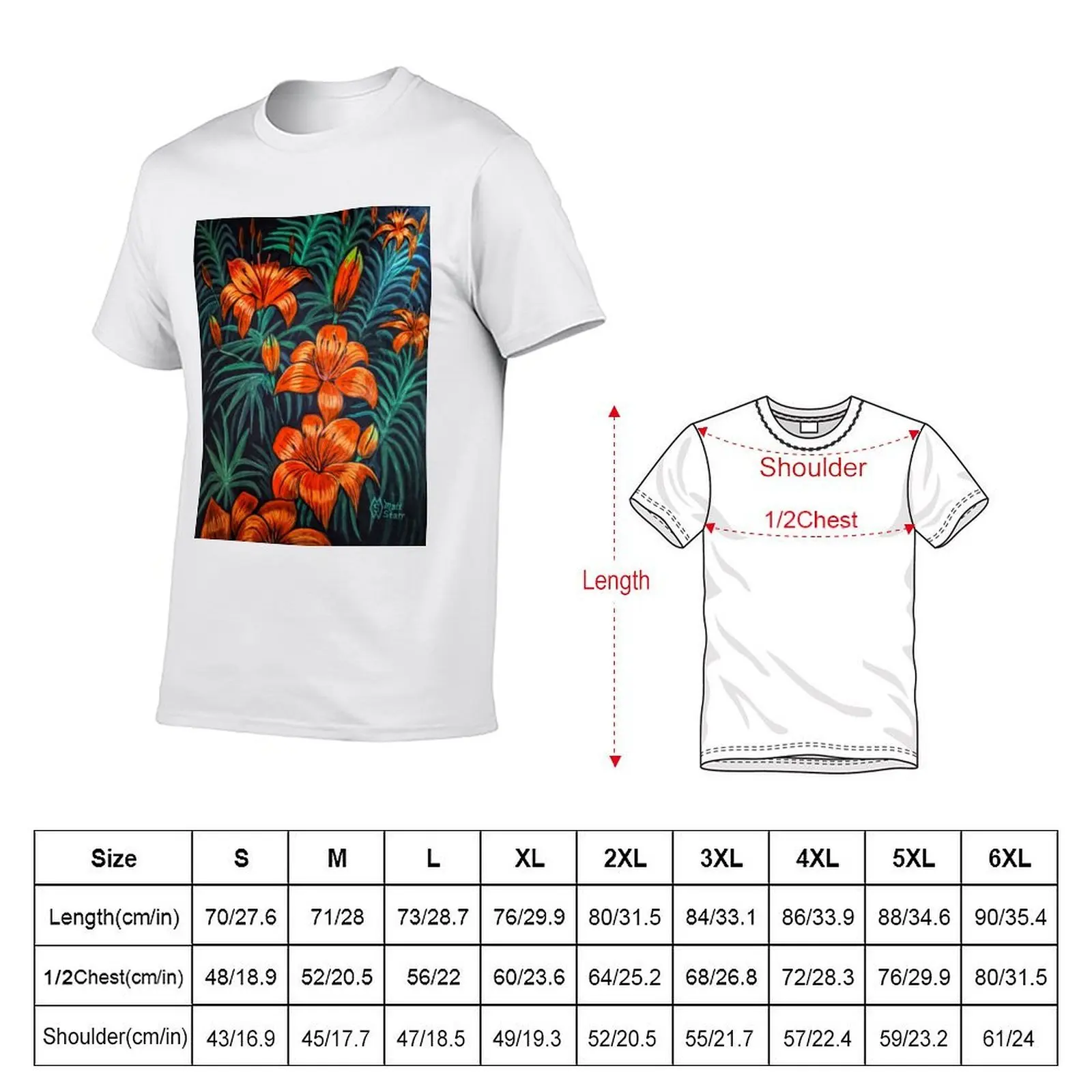 Tiger Lily Flowers T-Shirt man clothes customs heavyweight t shirts for men