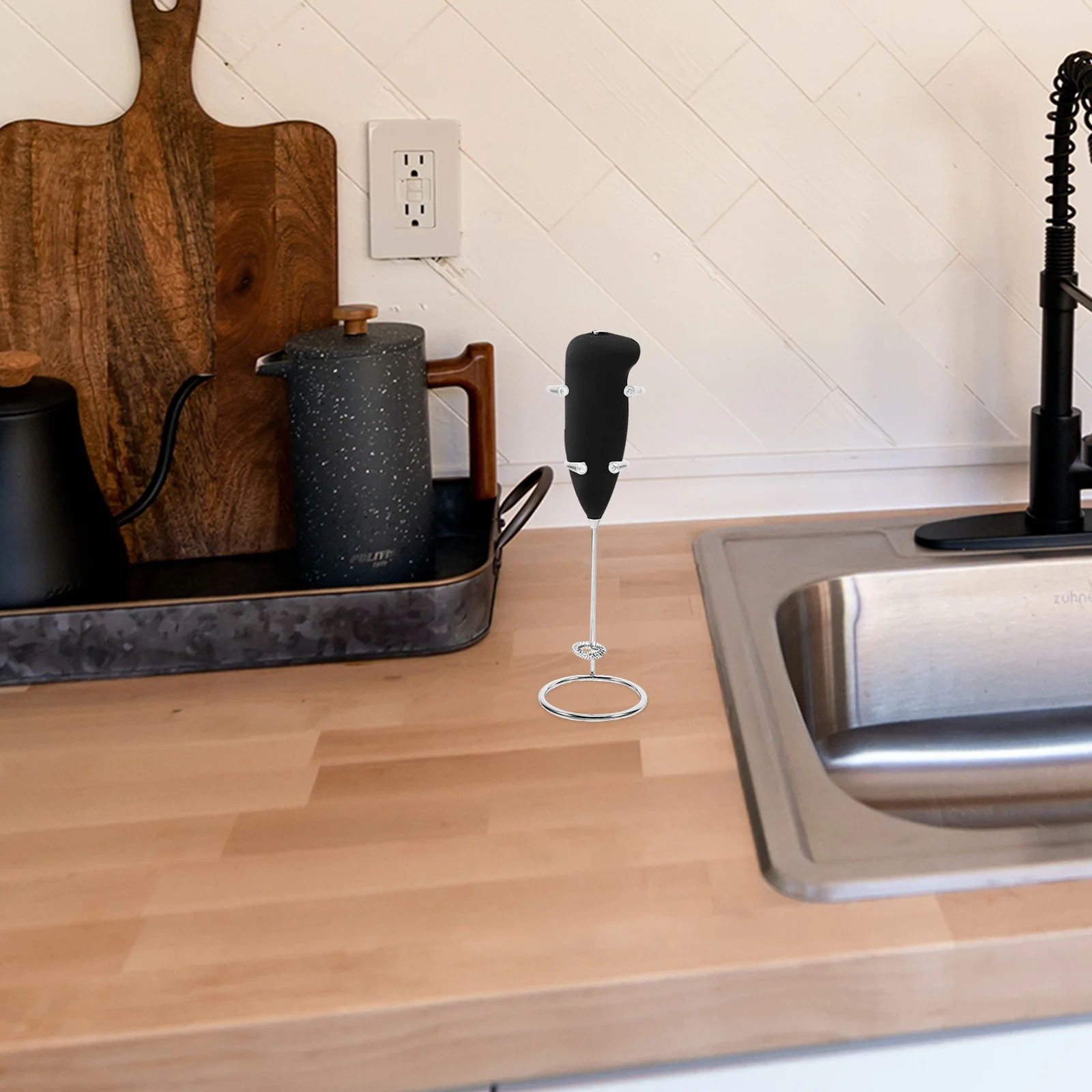 2 قطعة حامل مزبد من الفولاذ المقاوم للصدأ حامل خلاط يدوي أنيق منظم تخزين خفق المطبخ قاعدة خافق حامل رغوة الحليب