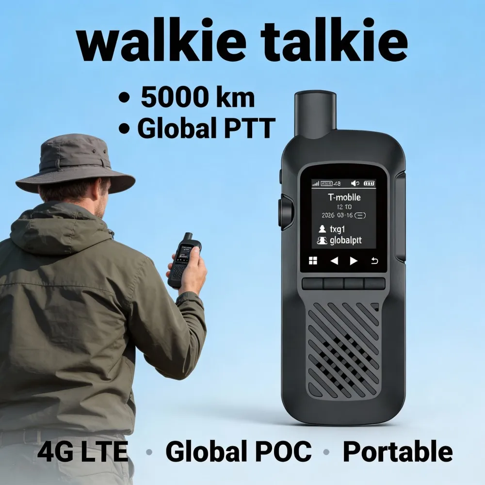 smart portable outdoor Walkie Talkie, 5000km long distance, 4G POC handheld Walkie-Talkie with charging socket ,Global PTT
