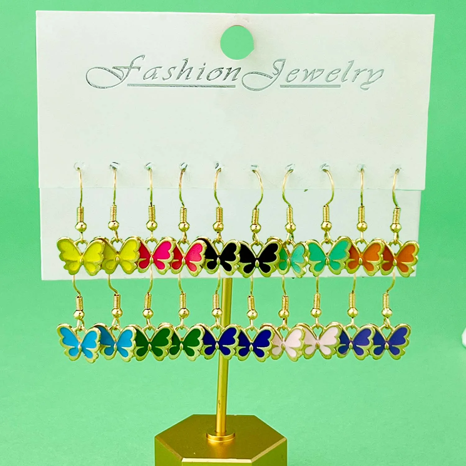 5 Pairs/Set Colorful Alloy Enamel Butterfly Design Earrings, Jewelry Gifts For Women And Girls