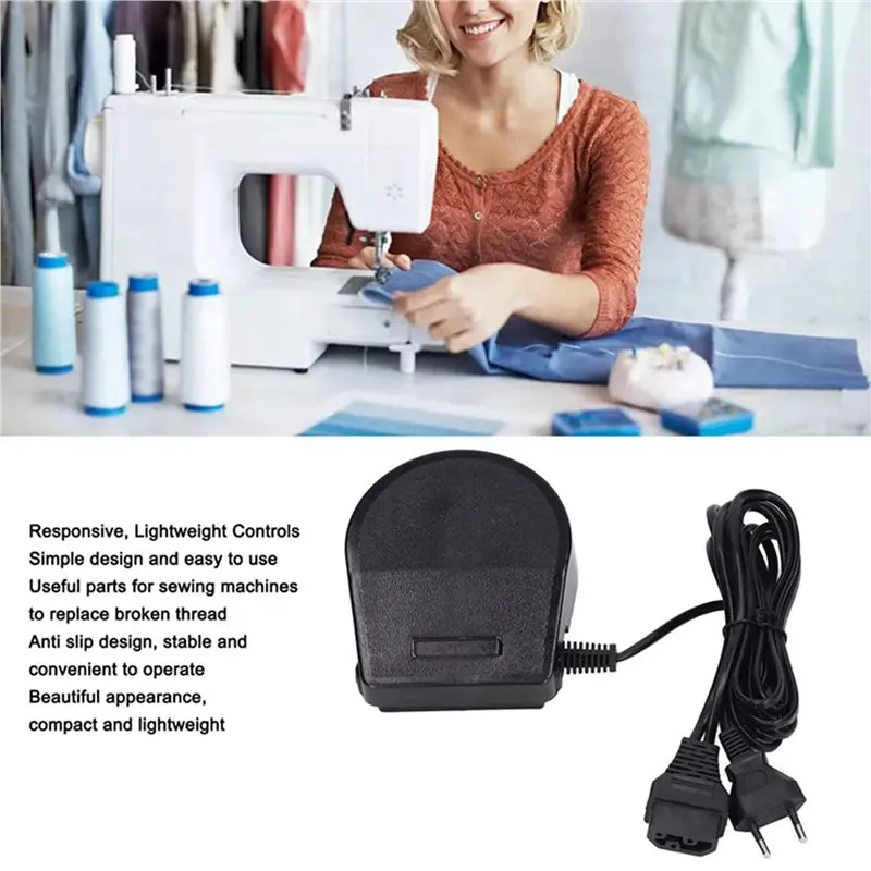 A84X-2X Sewing Machine Foot Pedal Sensitive Universal 220V Horseshoe Shaped Sewing Machine Pedal With Power Cord EU Plug