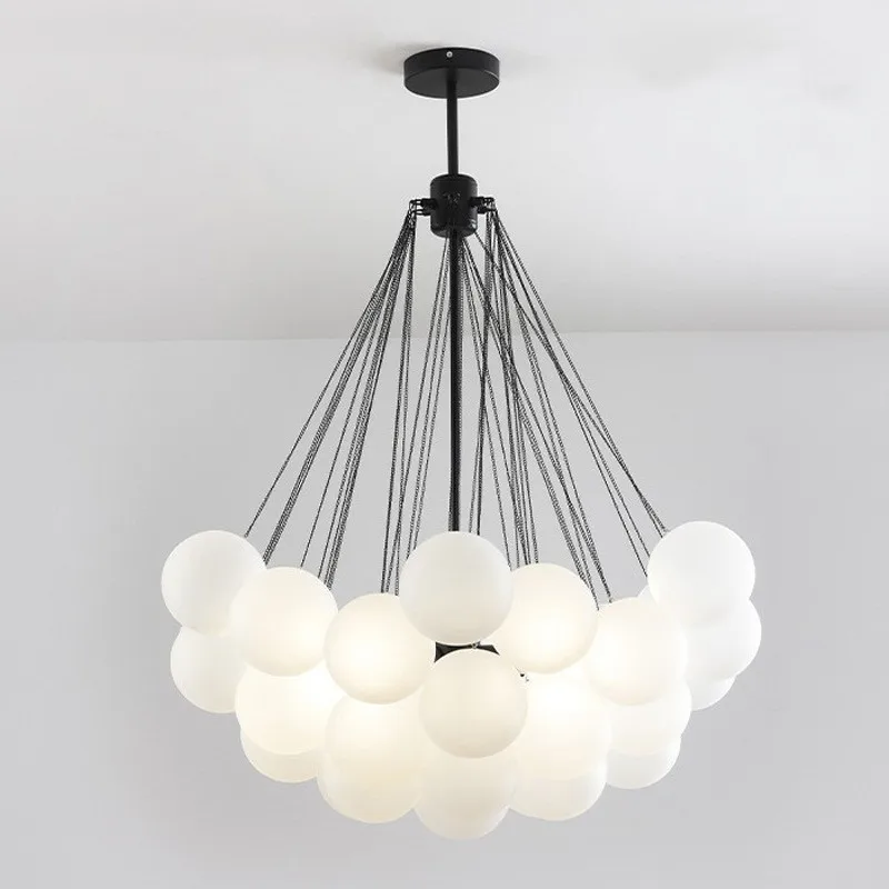 Modern Foam Led Chandelier Glass Ball Lampshade for Living Dining Room Bedroom Pendant Lamp Home Decor Lighting Luster Luminaire