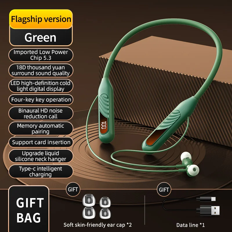 BT8 Draadloze Bluetooth-oortelefoon Koptelefoon Buitensporten Headset V5.3 Displayknopbediening Oordopjes voor muziek