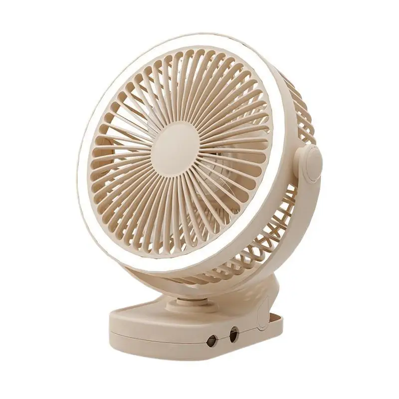 Customized-Border Clip Fan Student Desktop Fan USB Rechargeable Circulating Fan High Wind Power Light Fan Fan