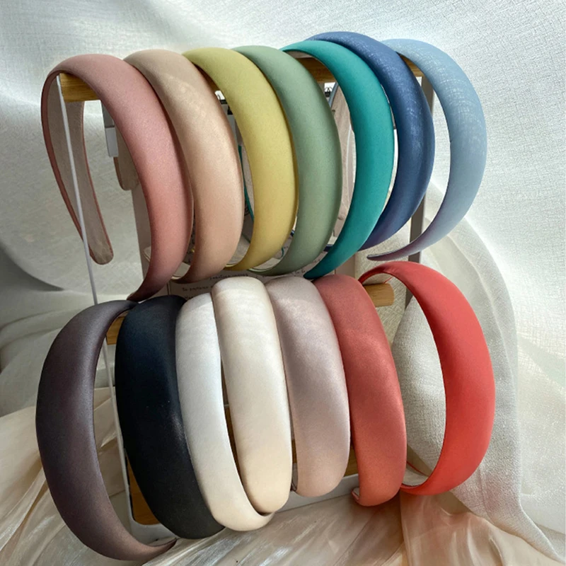 High-Grade Satin Gray Champagne National Style Solid Color Fine Sponge Headband Elegant Temperament Headband Headwear