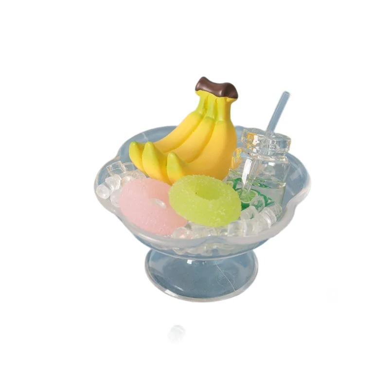 1set Mini Fruit Plate Model Fake Watermelon Ice Cube Dessert Tray Food Simulation Home Decor Dollhouse Accessories Miniature