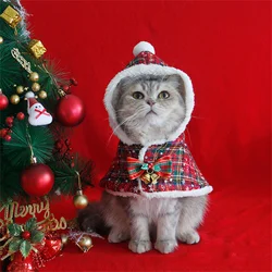 Pet Christmas Cloak Transformed Cat Cape Dress Up Clothes Cozy Hooded Dogs Capes Party