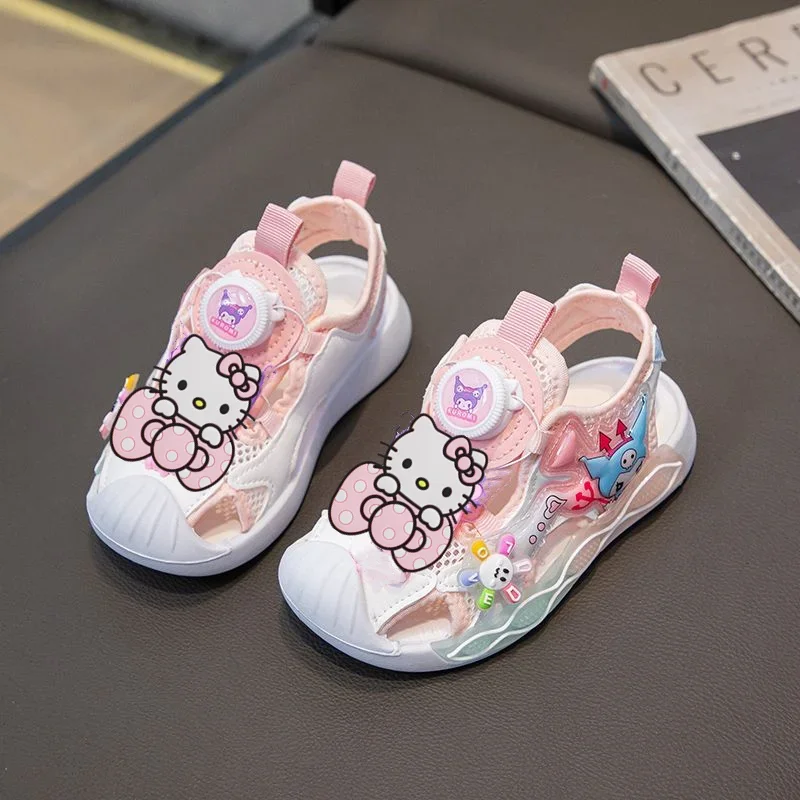 

Sanrio girls mesh breathable princess beach shoes sneakers Casual shoes hello kitty summer new childrens swivel button sandals