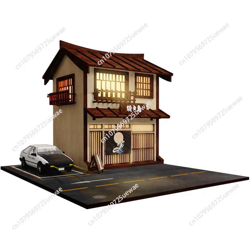 

1:64 Miniature Japanese barbecue shop scene model simulation with light building street scene micro-photography micro-decoration