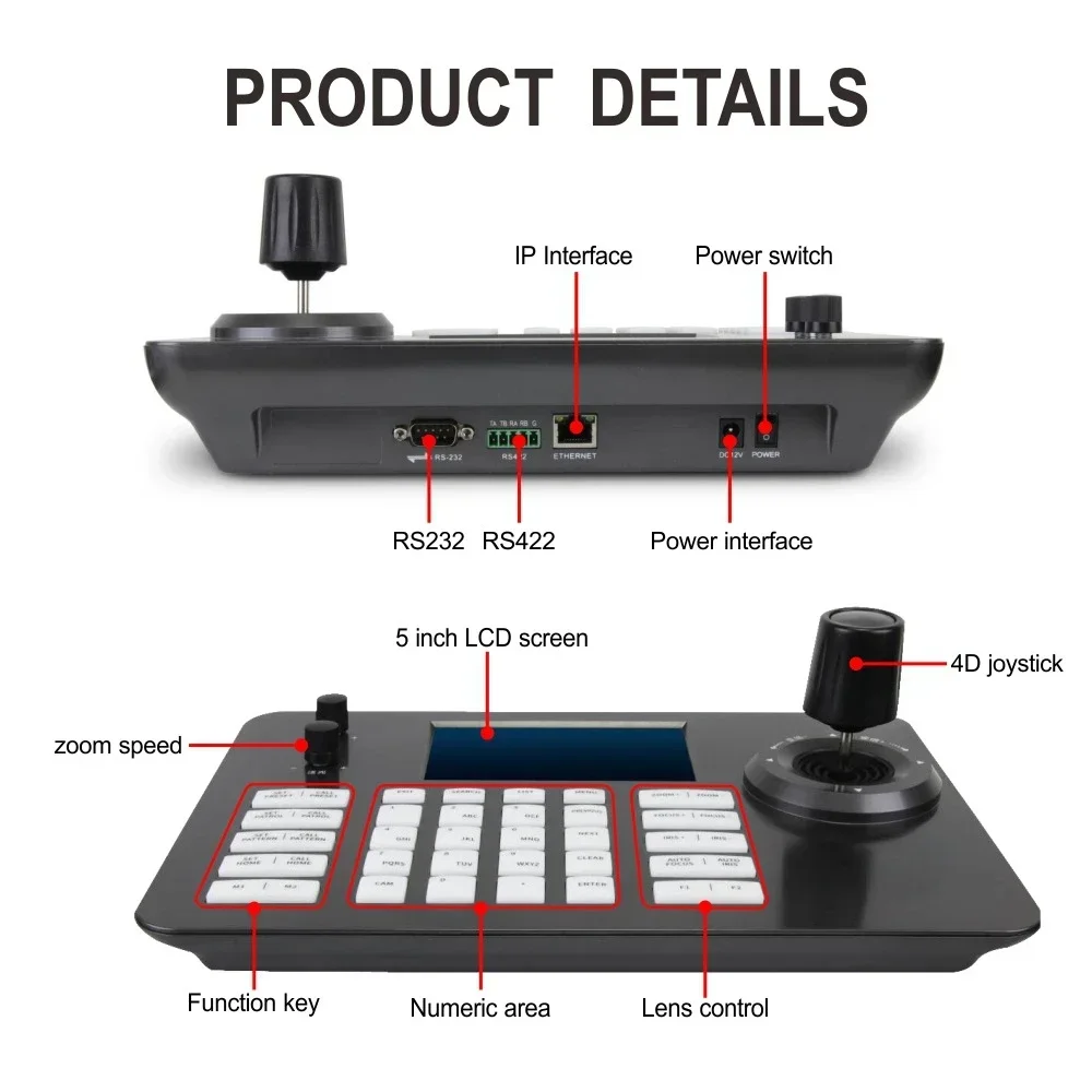 4D Joystick Network PTZ Controller support POE ONVIF PTZ Cameras IP Keyboard controller