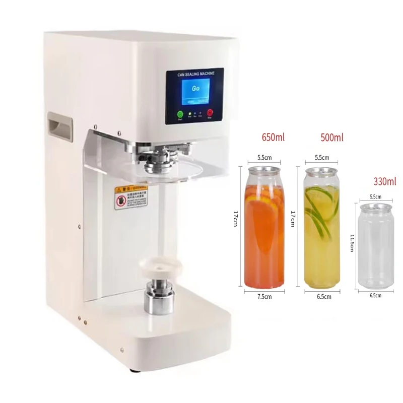 Máquina de sellado de latas para tazas de té de la leche, botella de plástico de PET, lata de aluminio, embalaje de bebidas y alimentos, prensa, equipo comercio