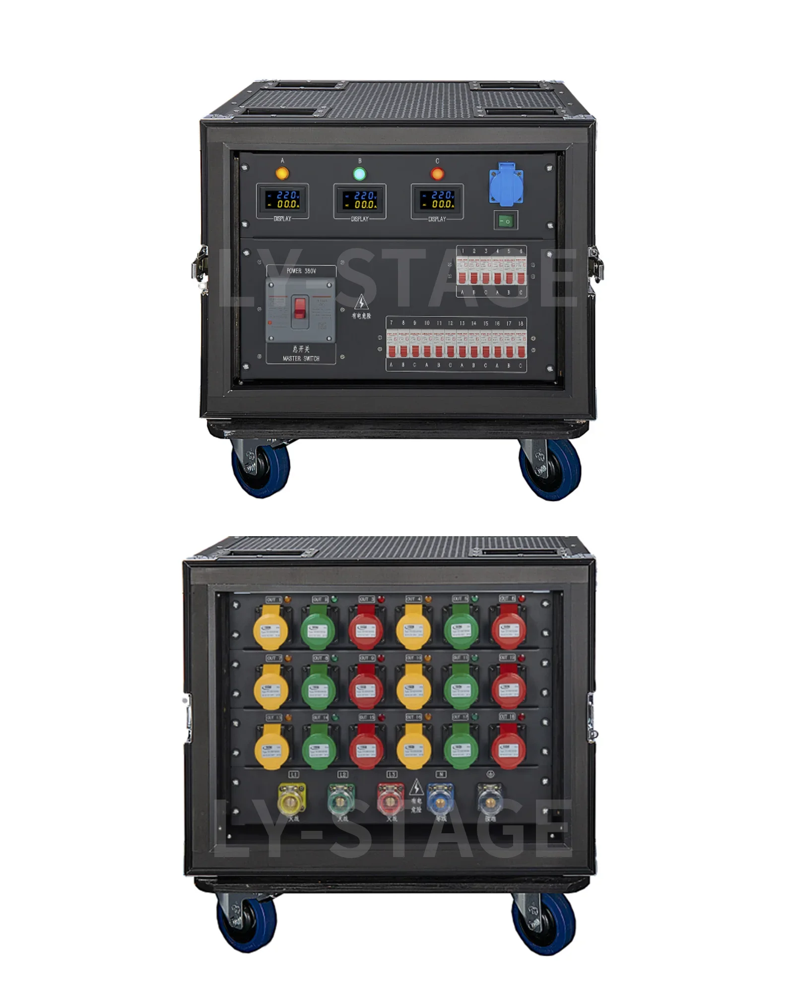 

18-way 200A direct-through cabinet power supply 16A waterproof output Fresnel lamp type