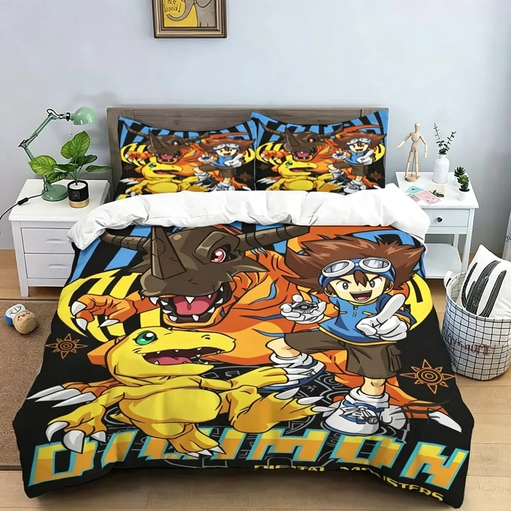 Digital Monster Bedding Set Boys Girls Twin Queen Size Digimon Duvet Cover Pillowcase Bed Kids Adult Fashion Home Textileextile