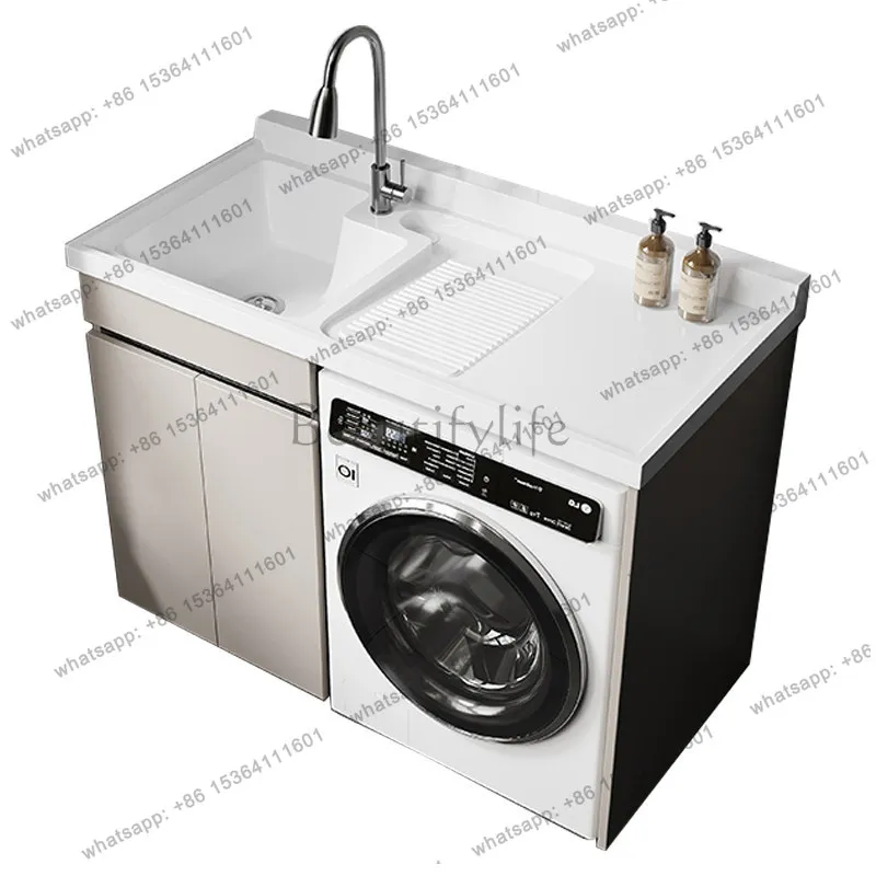 

Creative Honeycomb Aluminum Balcony Laundry Cabinet Customizable Sink Washboard Washer Combo Bathroom Furniture