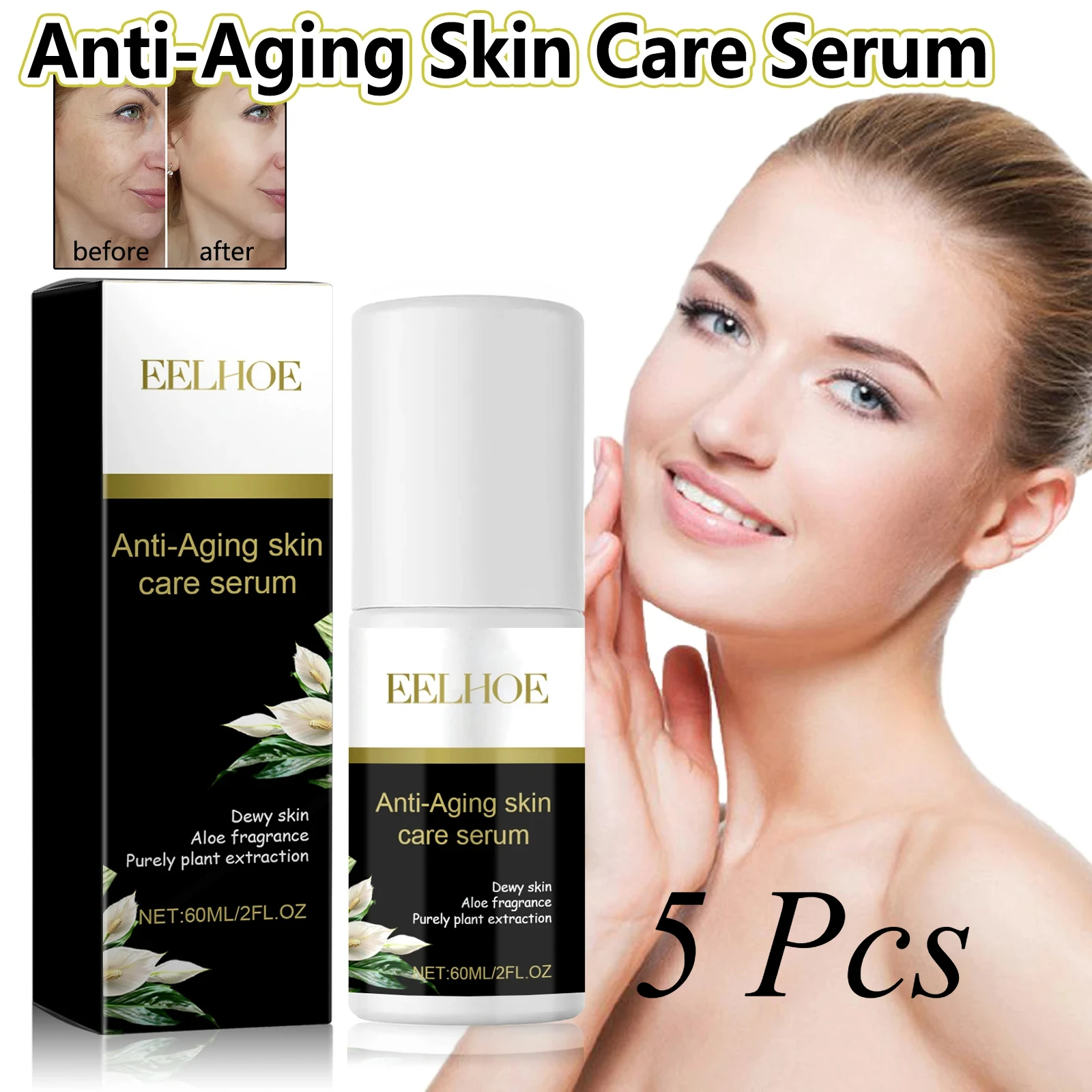 Hyaluronic Acid Serum Nicotinamide Anti Wrinkle Essence Diminish Fine Line Firm Skin Moisturize Nourish Face Care Products 5 Pcs