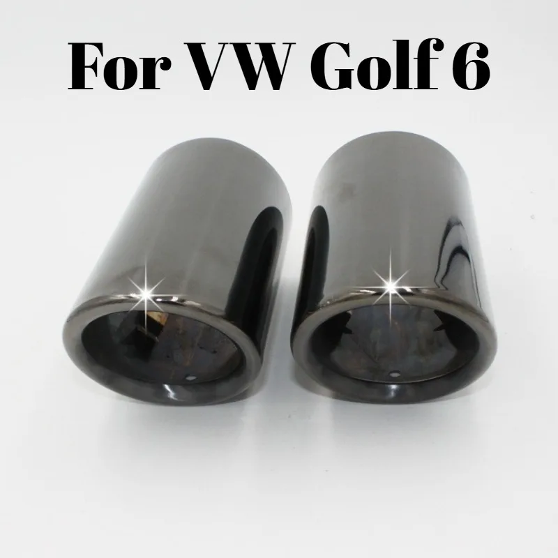 Stainless Steel Exhaust Pipe Tip For VW Golf 6 Titanium Black Muffler Tailpipe Decoration Car Exterior Accessories