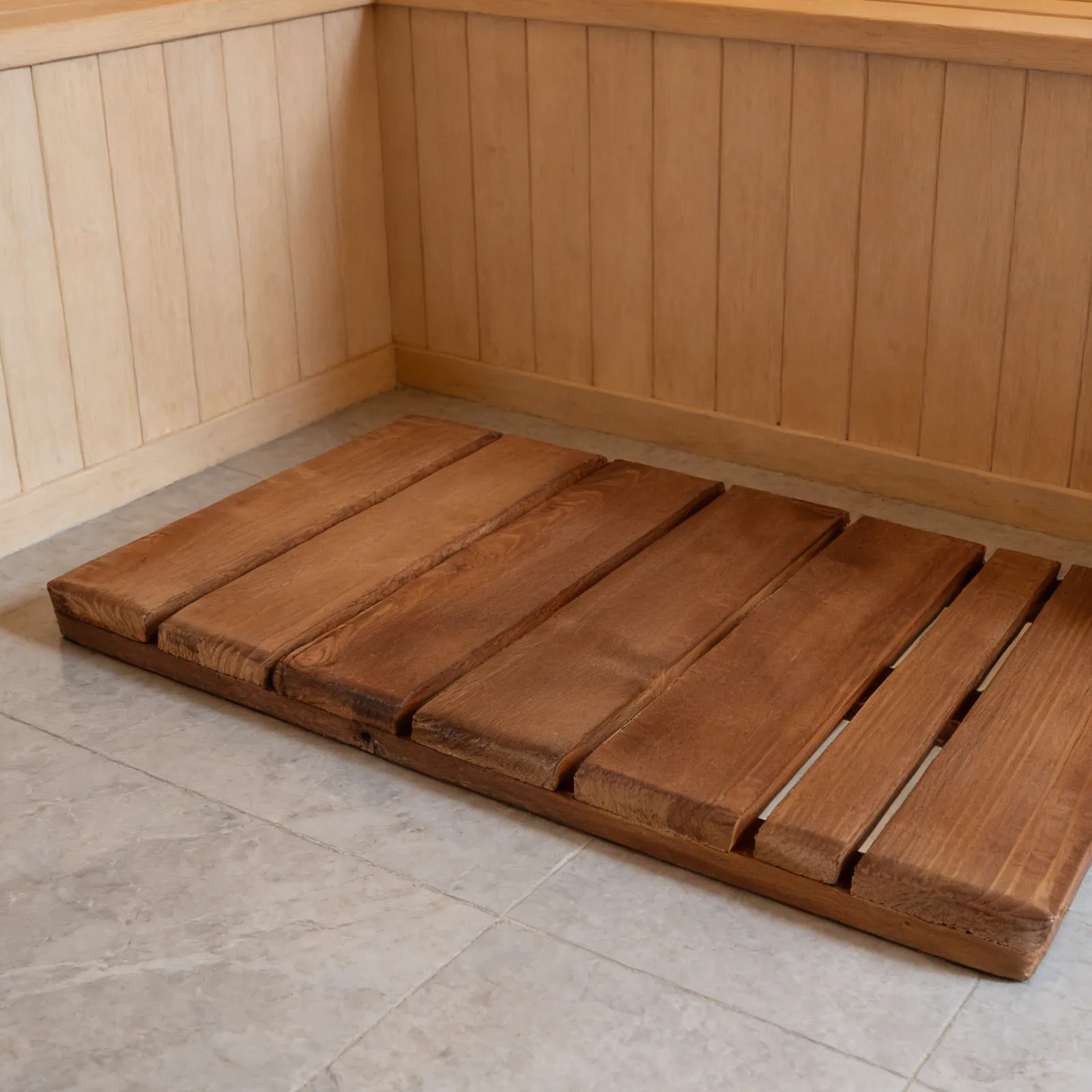 Teak Wooden Bath Mat Non Slip Shower Floor Mat for Bathtub Spa Sauna Pool Indoor Outdoor Use 20 Inch Light Brown Fast Drying
