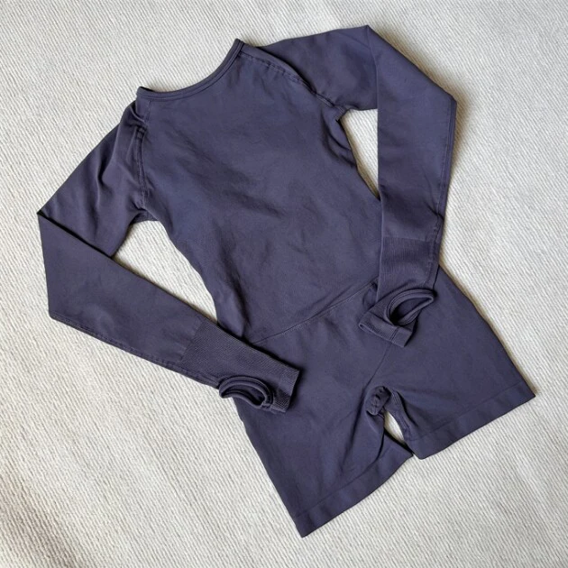 Impact Langarm-Jumpsuit für Damen, Nahtloser Yoga-Fitness-Trainingsanzug, Rückenfreier Einteiler – Detail 18