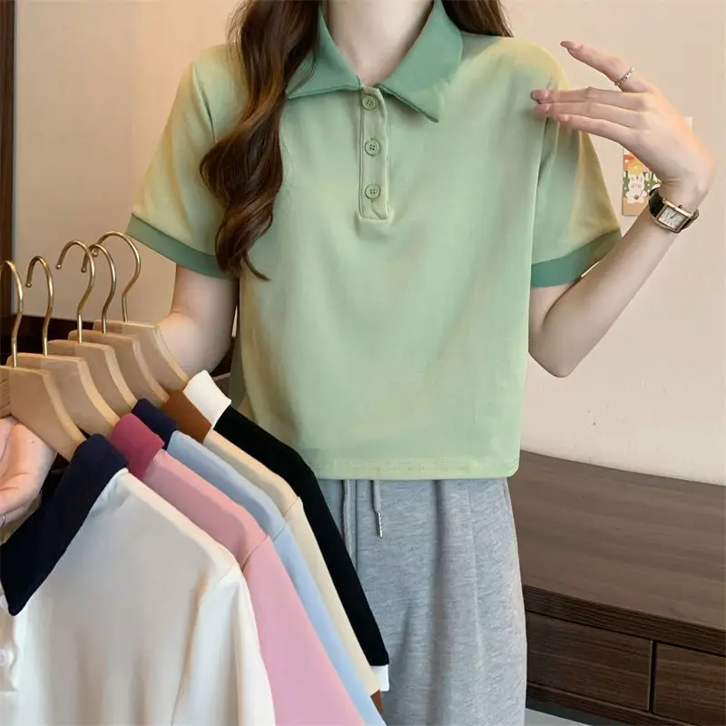 Short Sleeve T-shirts Women Summer Vintage Korean Preppy Style Ins Fashion Patchwork Design High Street Casual Ulzzang All-match