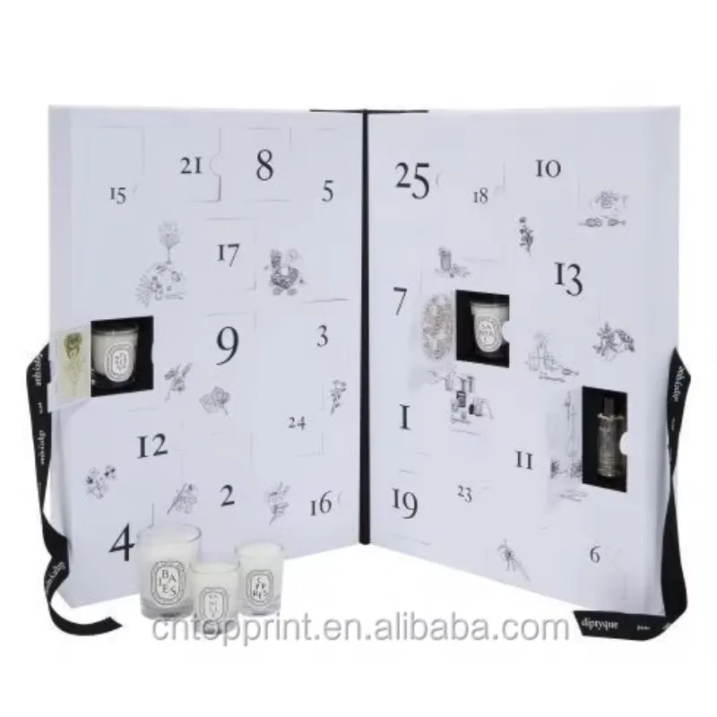 Customization.Adventskalender-Papierbox mit 24 Schubladen und Kunststoffschale