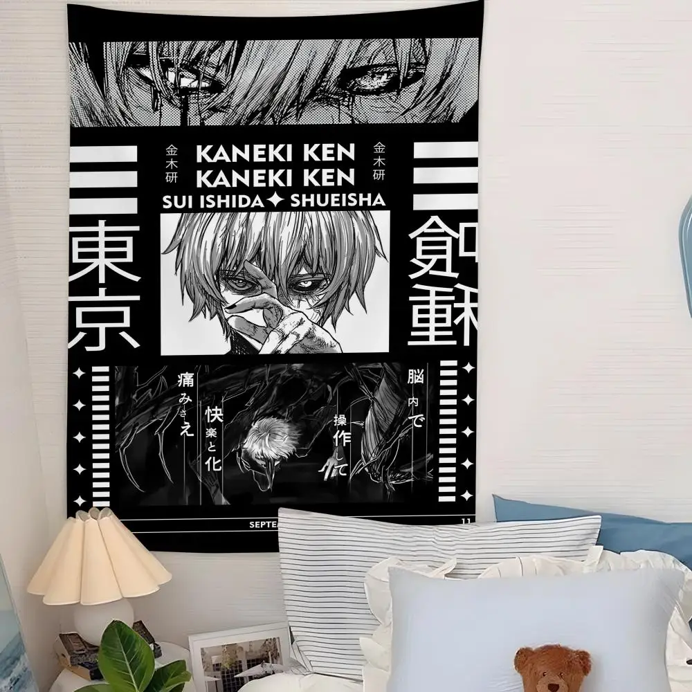 Anime T-tokyo G-Ghoul Tapestry Microfiber Background Art Decor For Bedroom Living Room Bar Garden Outdoor Festival Wall Decor