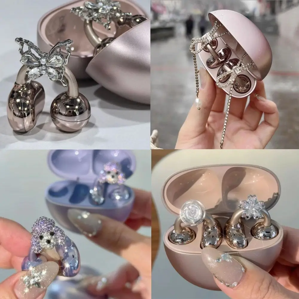 DIY Headphone Diameter Buckle Zircon  Pattern Headphone Decoration Clip Removeable Easy to Install Earbud Accessories