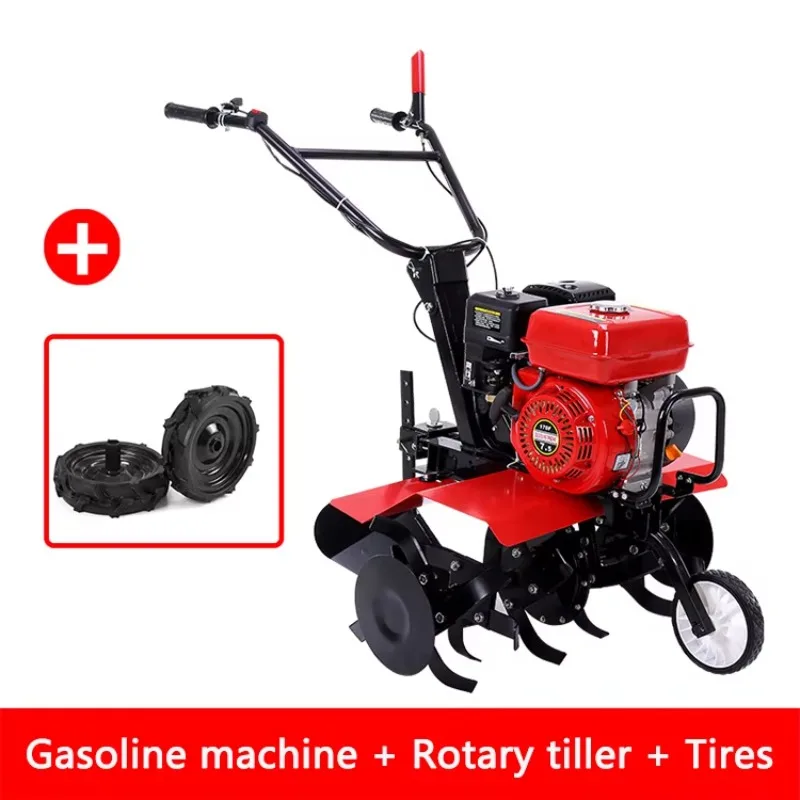【HOT】Hand-push Small Ripper Weeder Cultivator Vegetable Field Miniature Rotary Cultivator