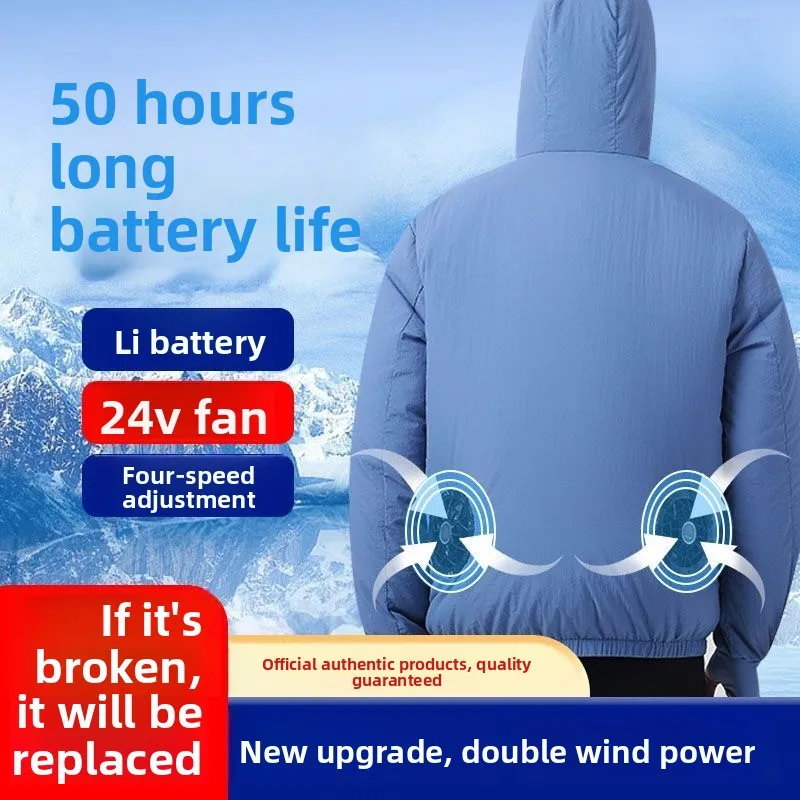 Maxbarley FAN Jacket Summer Cooling Long Sleeve Lightweight Rechargeable Sun Protective Outdoor Work Unisex Safety Wear