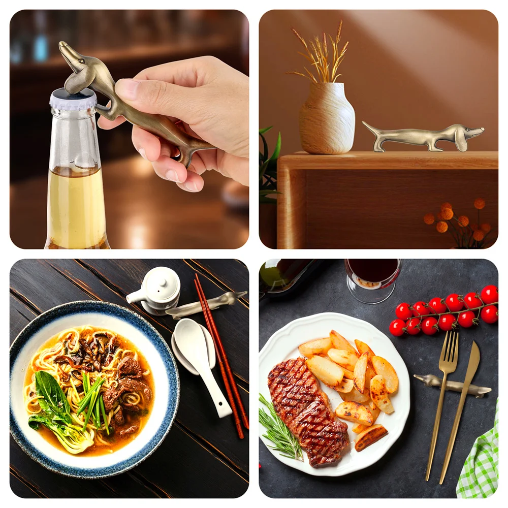 Metal Dachshund Beer Bottle Openers Multi-use Table Dinnerware Holder Home Decoration Gifts for Sausage Dog Lovers