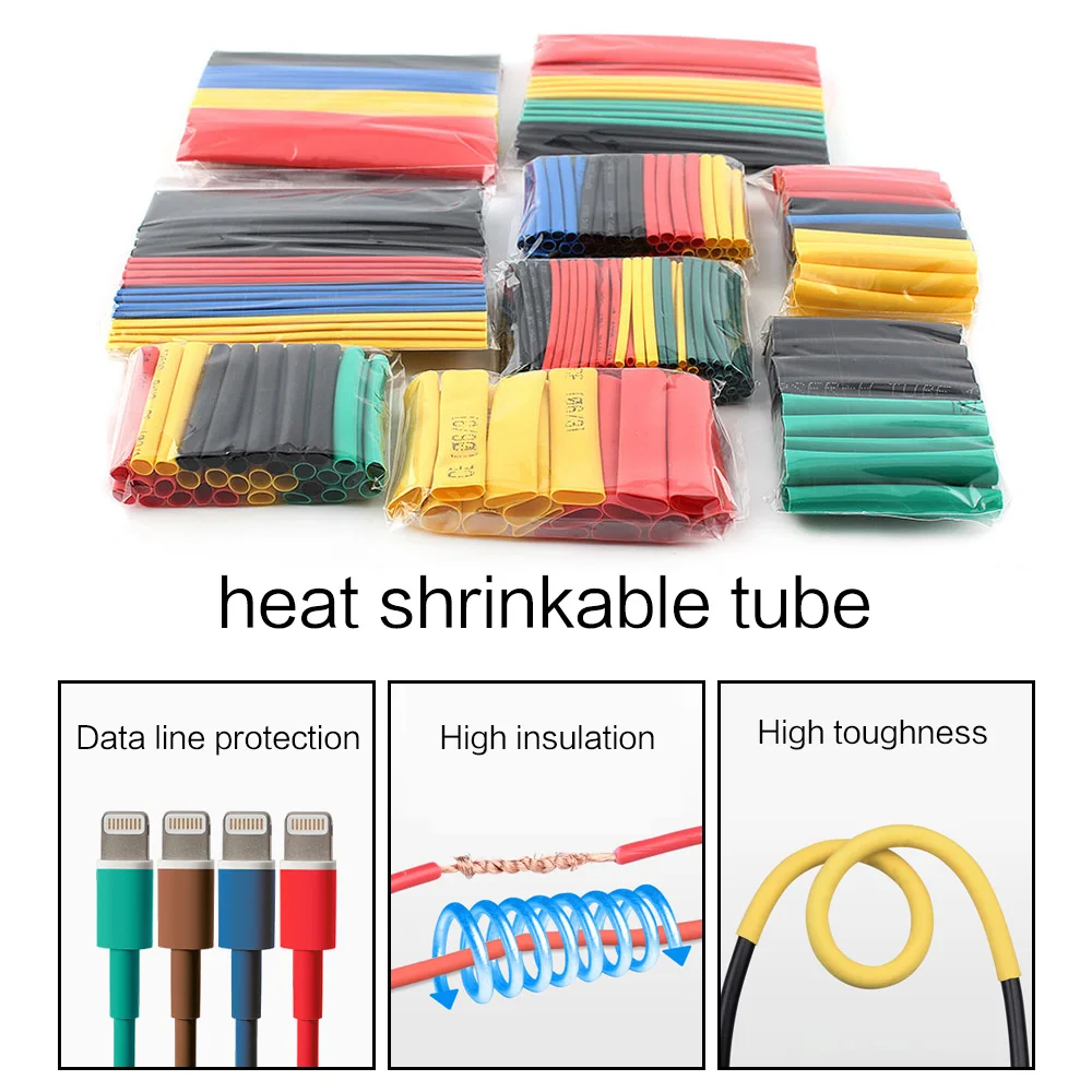 164PCS Termoretractil Cable Heat Shrink Tube Assorted Pack, Thermoretractile Insulation Sleeving Cable Wire Shrink wrapping