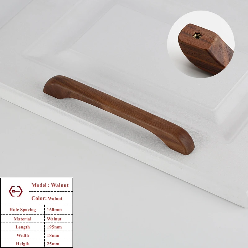 Walnoot Beuken Keukenkast Handvat Lade Massief Houten Meubeldeur Lade Ronde Knop Kast Houten Handvat Hardware Lange Trek