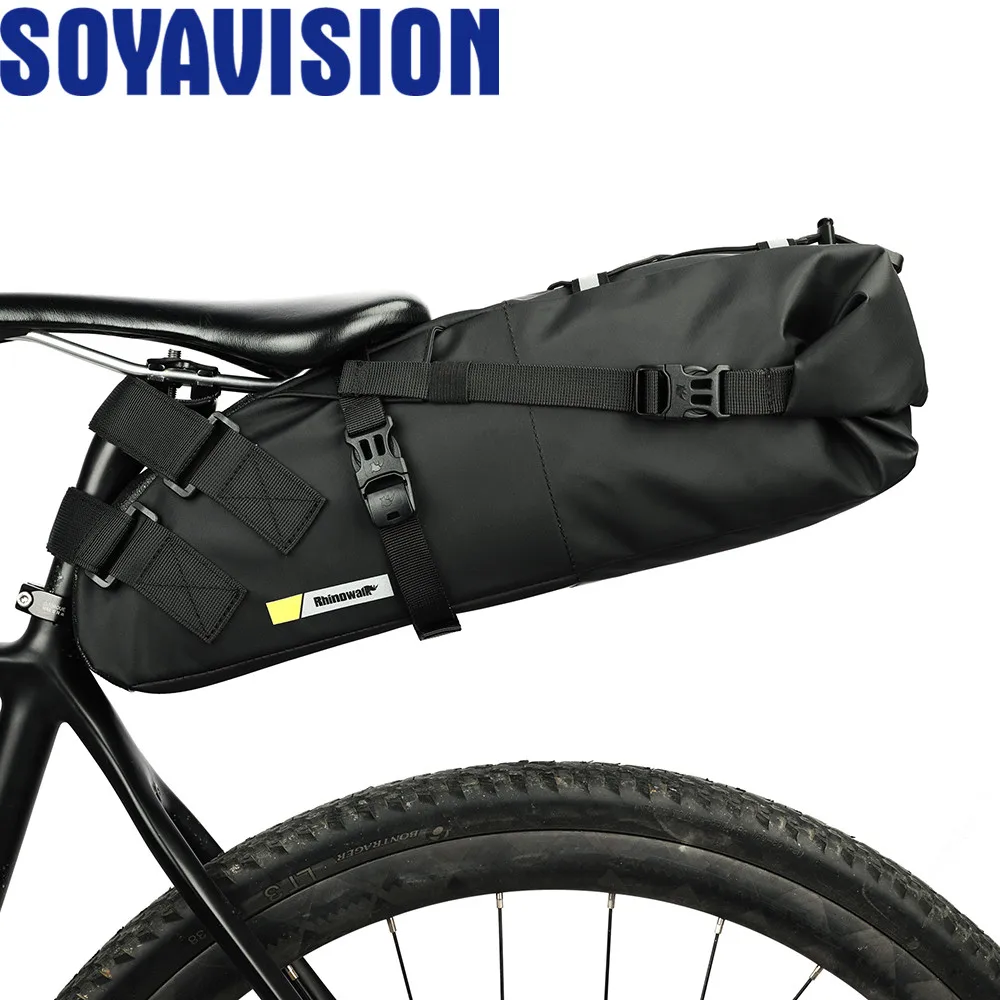 10L/13L Large Capacity Bike Saddle Bag Waterproof MTB Road Bicycle Cycling Tail Rear Bag Foldable Trunk Pannier Black Yellow