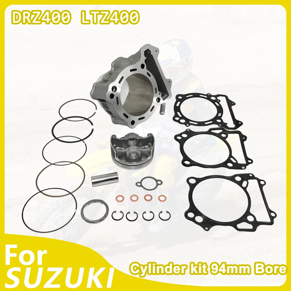 Para SUZUKI Motocross 94mm Kit de cilindro anillo de pistón Pin almohadilla de sellado manguito de motor componentes de cilindros DRZ400 LTZ400 motor