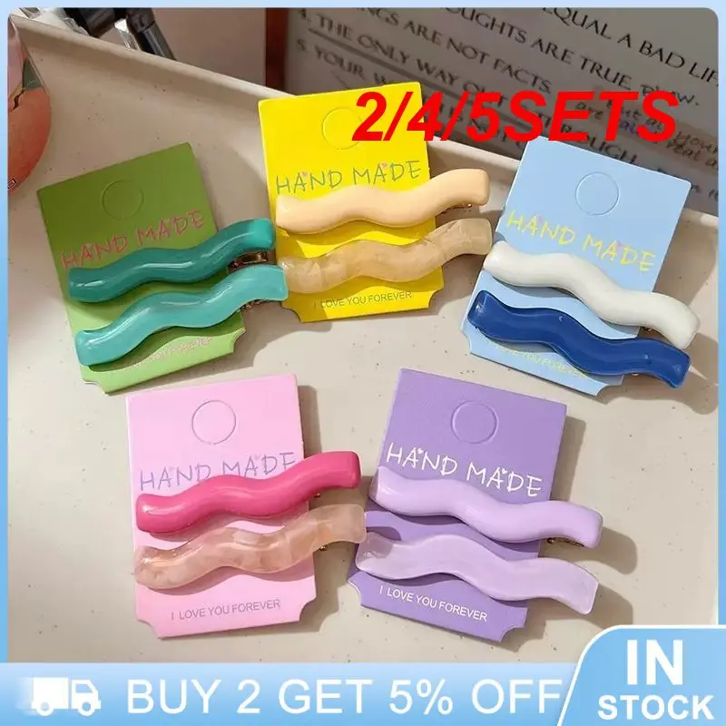 2/4/5SETS Bangs Clip One-line Shape Hair Accessories Acrylic Material Issue Card Candy Colors Hair Accessories