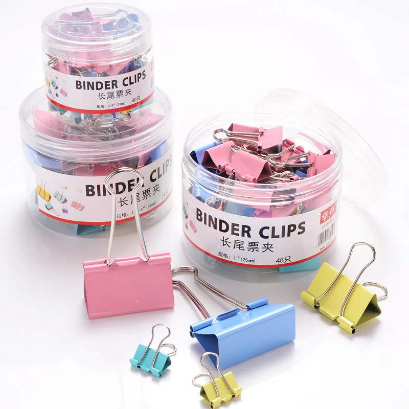 Color Binder Clip 15mm 60PCS/TUBE Multicolor Paper clips Document File Binder school office supplies