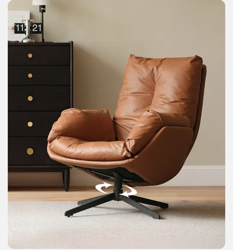 

PYH organic leather sofa living room light luxury rotating sofa chair leisure balcony single chair