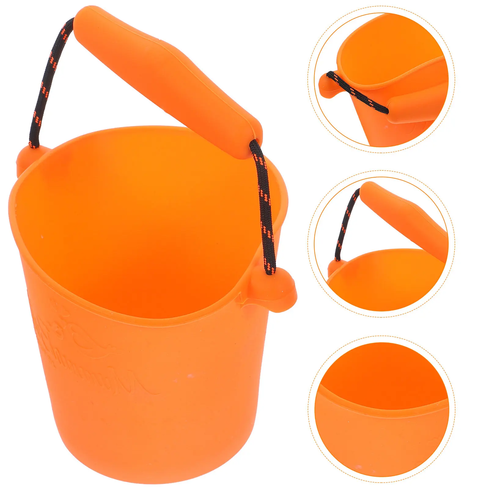 

Portable Collapsible Silicone Water Bucket Orange Folding Bucket Outdoor Beach Bath Camping Hiking Fishing Foldable Storage